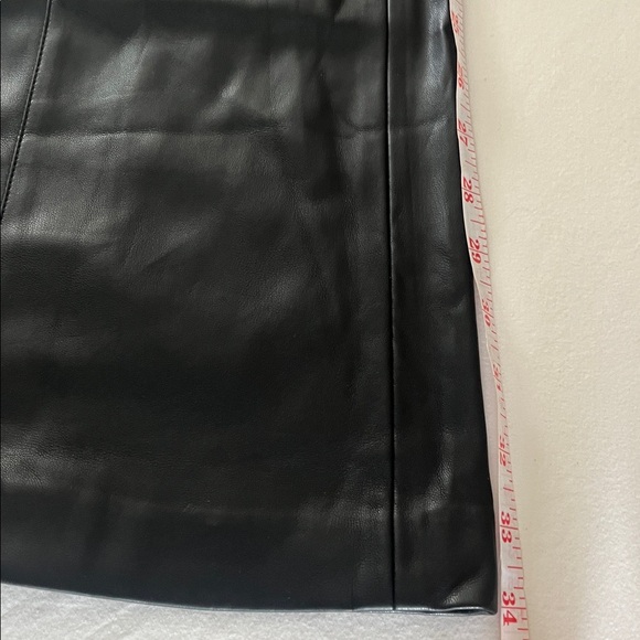 MNG Black Faux Leather Wide Leg Pants Size 14 (EUR 46) High Rise Flare Trousers - Picture 10 of 11